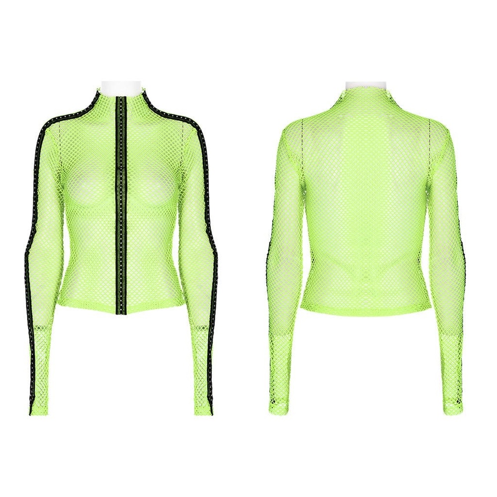 Neon Green Mesh Long Sleeve Top NWOT Punk Rave